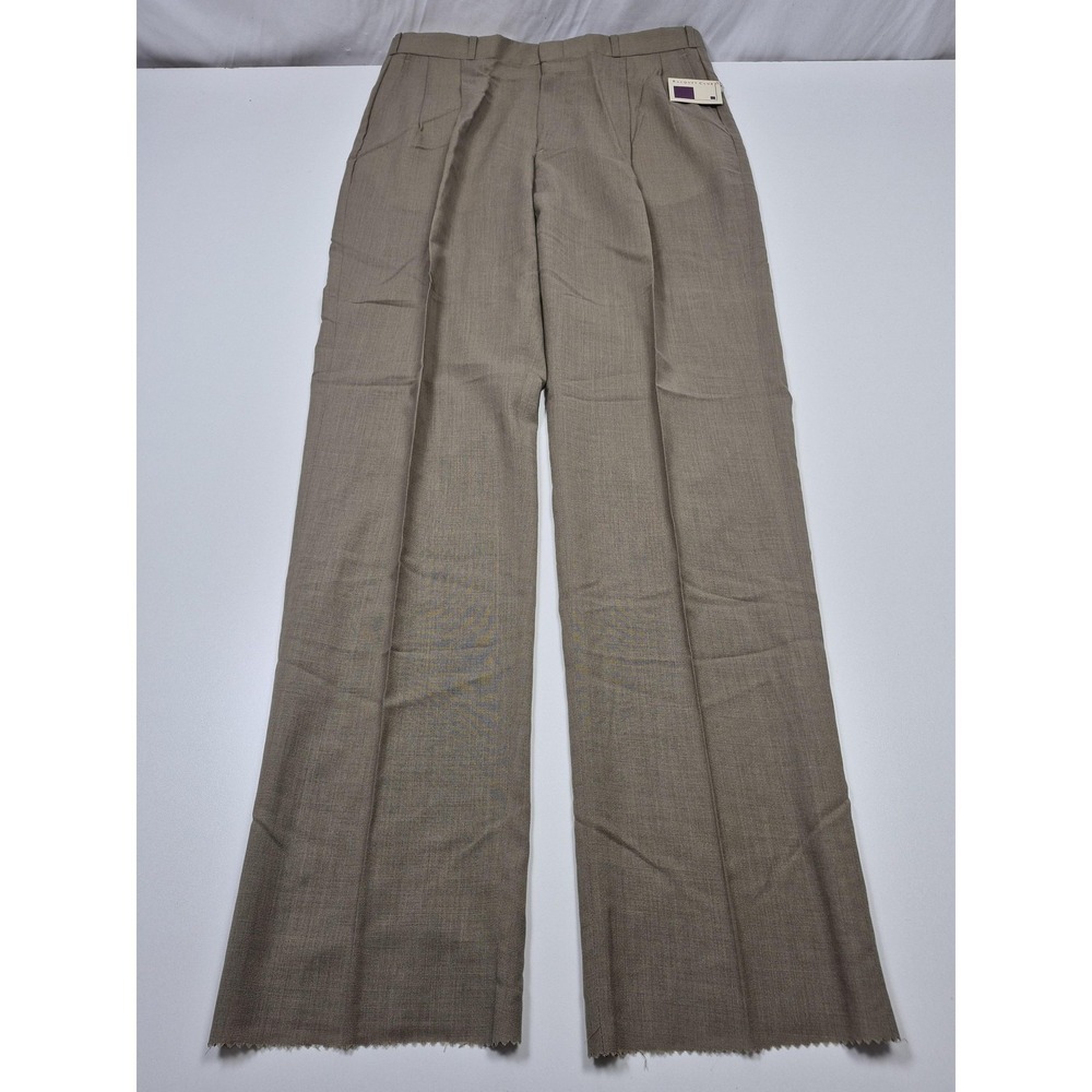 VTG Racquet Club Dress Pants Mens 36x37 Beige Wool Pleated Straight Unhemmed USA